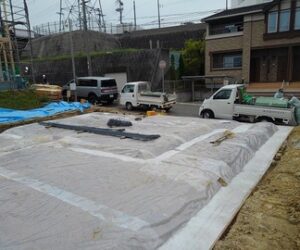 FREEQ上山口の家、平屋の基礎工事