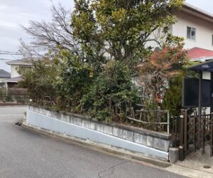 小束山の家　植栽のリメイクで外構施工中